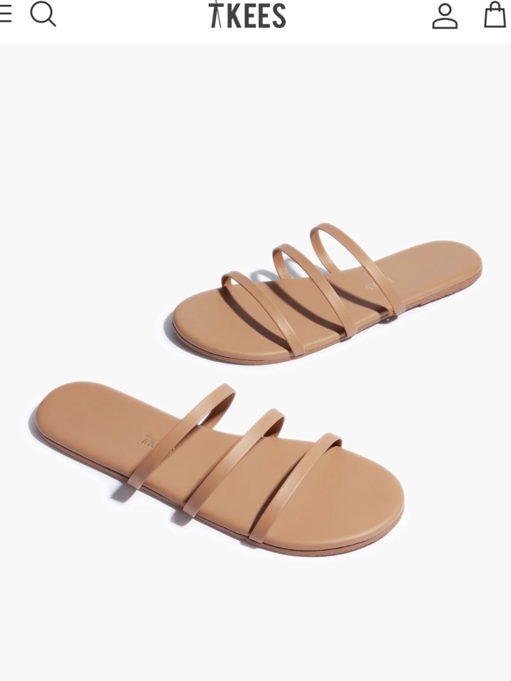 TKEES Women’s Triple-Strap Slide Sandal — Neutral Tan